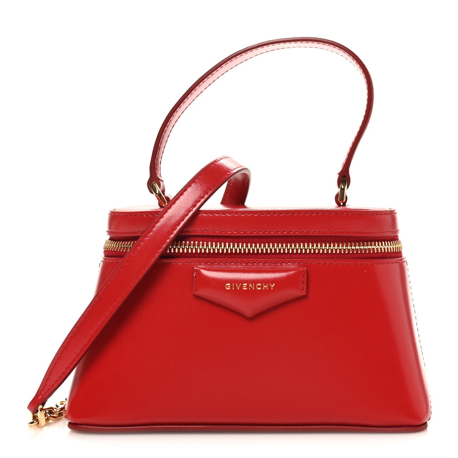 Givenchy Box Calfskin Antigona Vanity Bag With Chain Vermillon