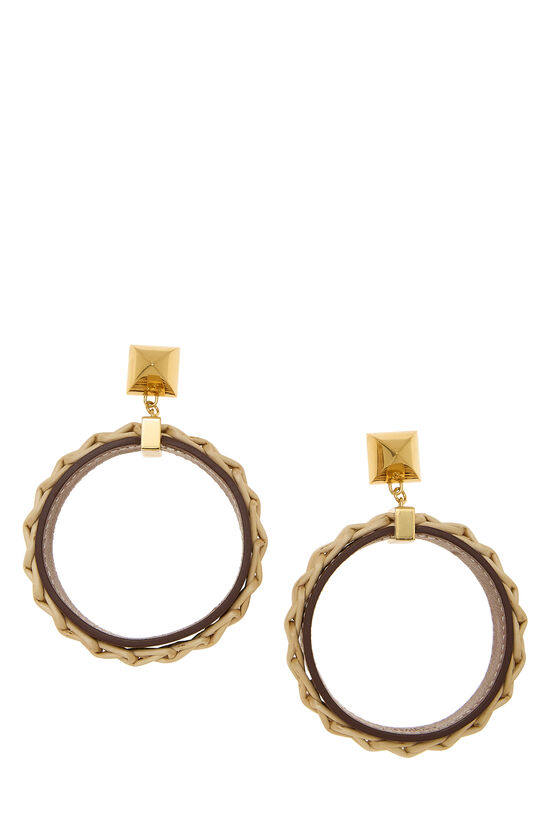 Hermès Beige Wicker Loop Medor Picnic Earrings