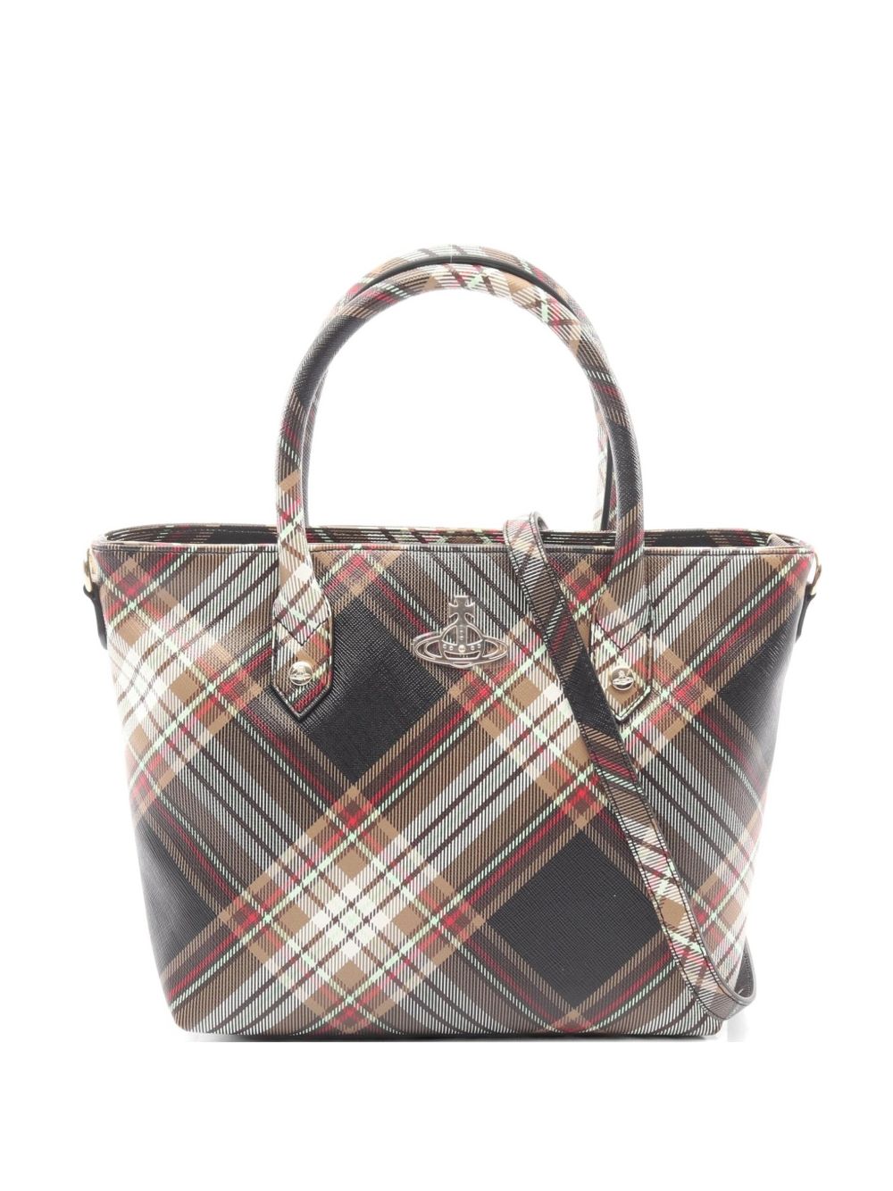 tartan check saffiano tote bag