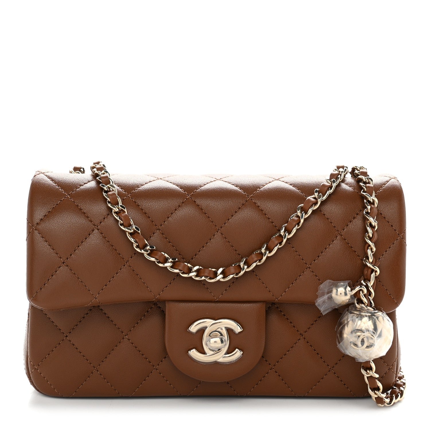 Chanel Lambskin Quilted Mini Rectangular Pearl Crush Flap Brown
