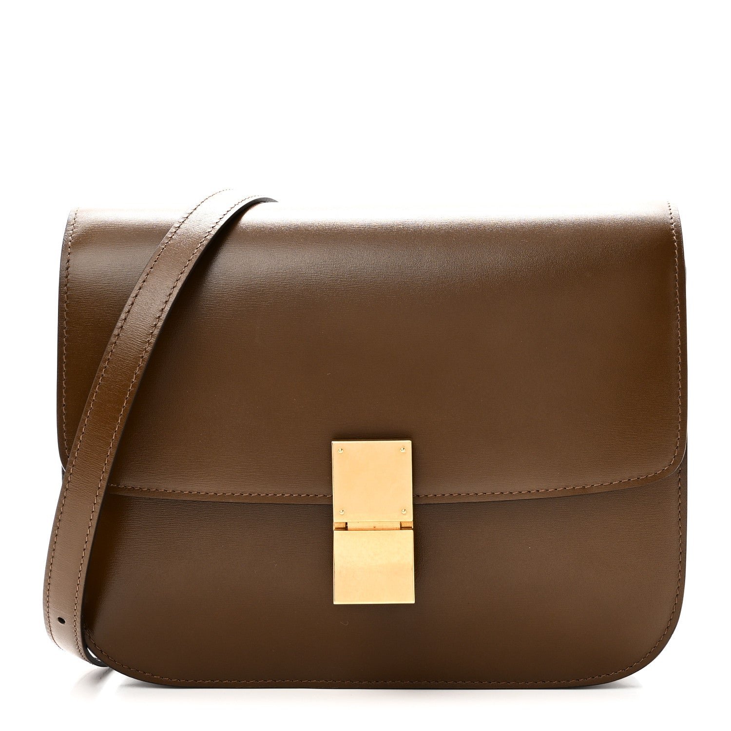 Celine Box Calfskin Medium Classic Box Flap Bag Camel