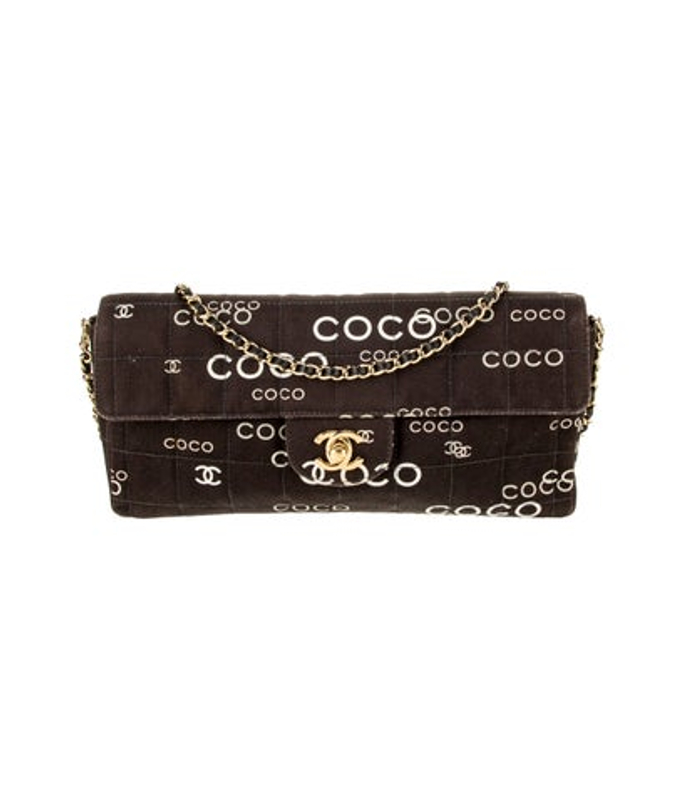 Chanel Coco Canvas Square Quilt E W Flap Bag