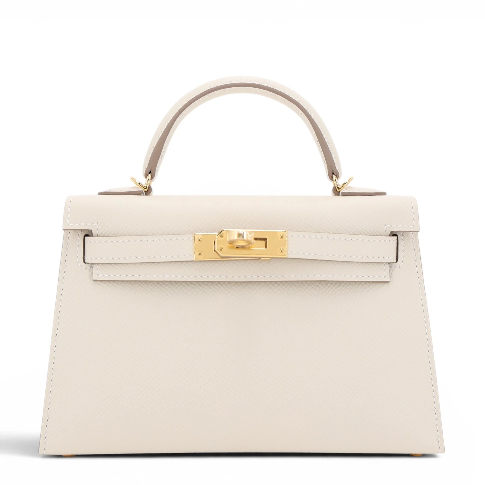 Brand New ( Rank N ) HERMÈS Mini Kelly II Craie (10) Epsom Gold hardware G (2026)