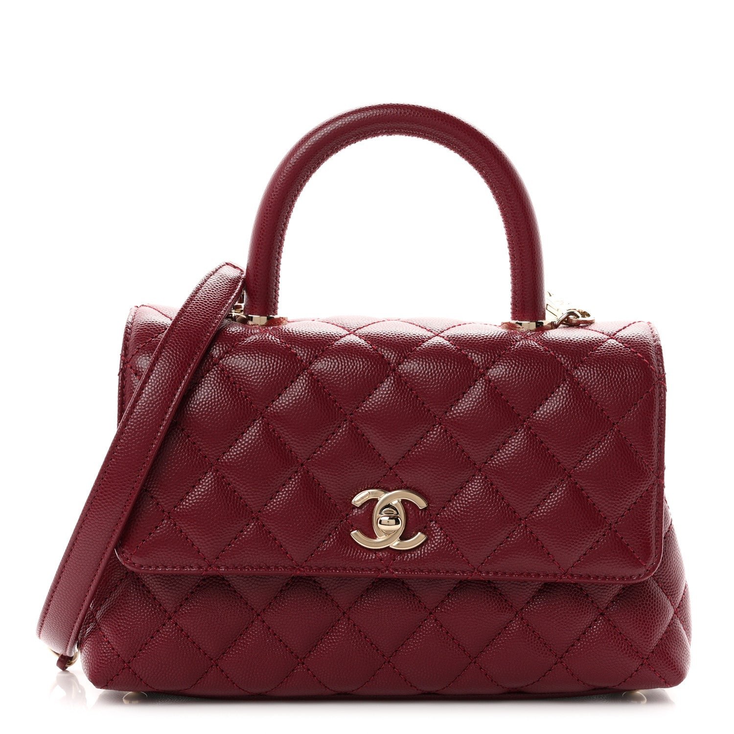 Chanel Caviar Quilted Mini Coco Handle Flap Burgundy