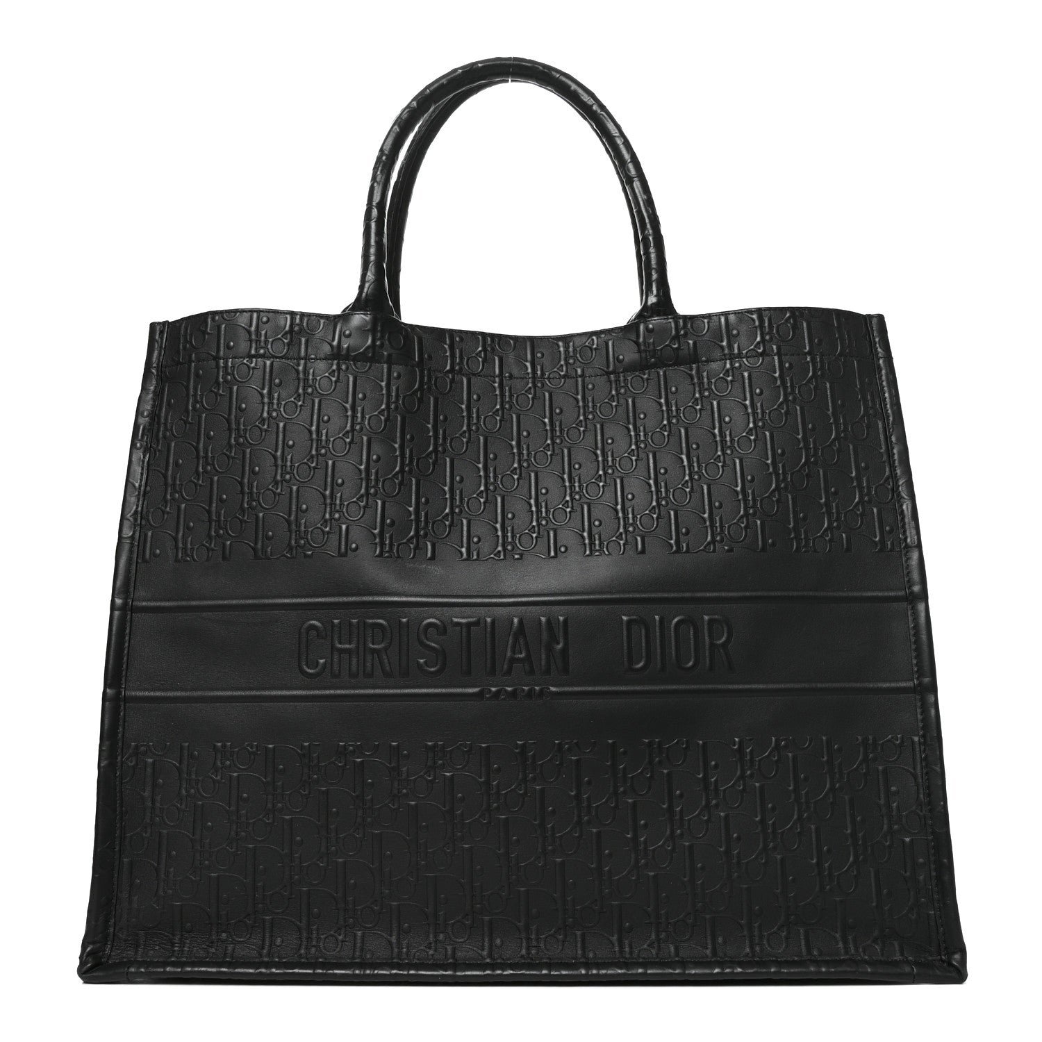 Christian Dior Oblique Calfskin Embossed Large Book Tote Black