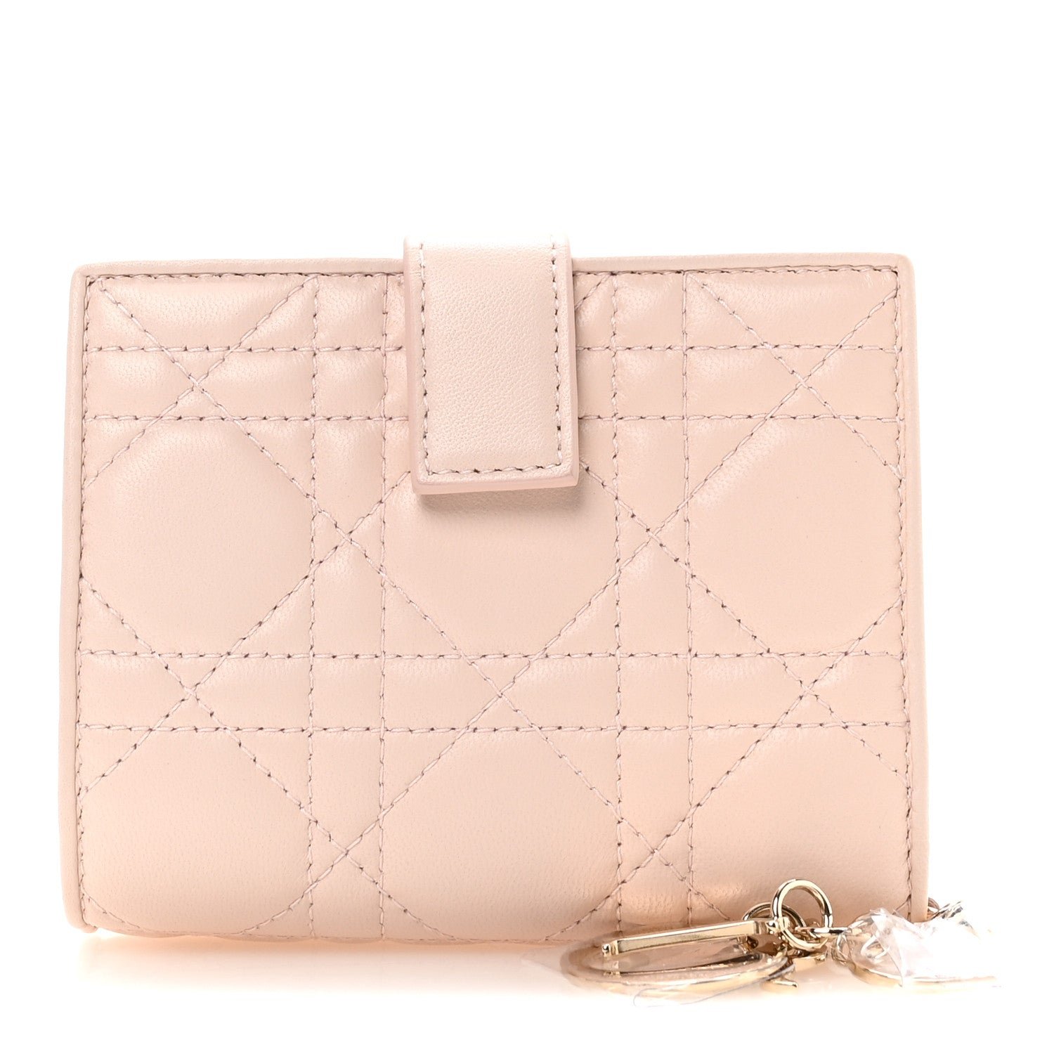 Christian Dior Lambskin Cannage Lady Dior Eden Wallet Rose Poudre