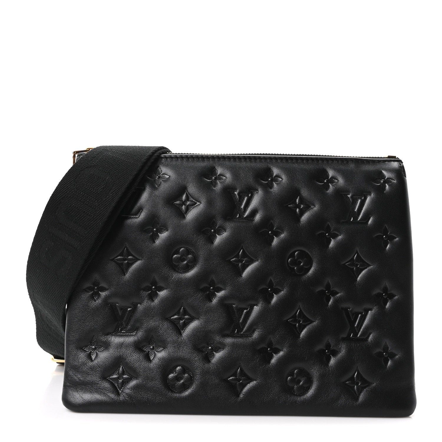 Louis Vuitton Lambskin Embossed Monogram Coussin PM Black