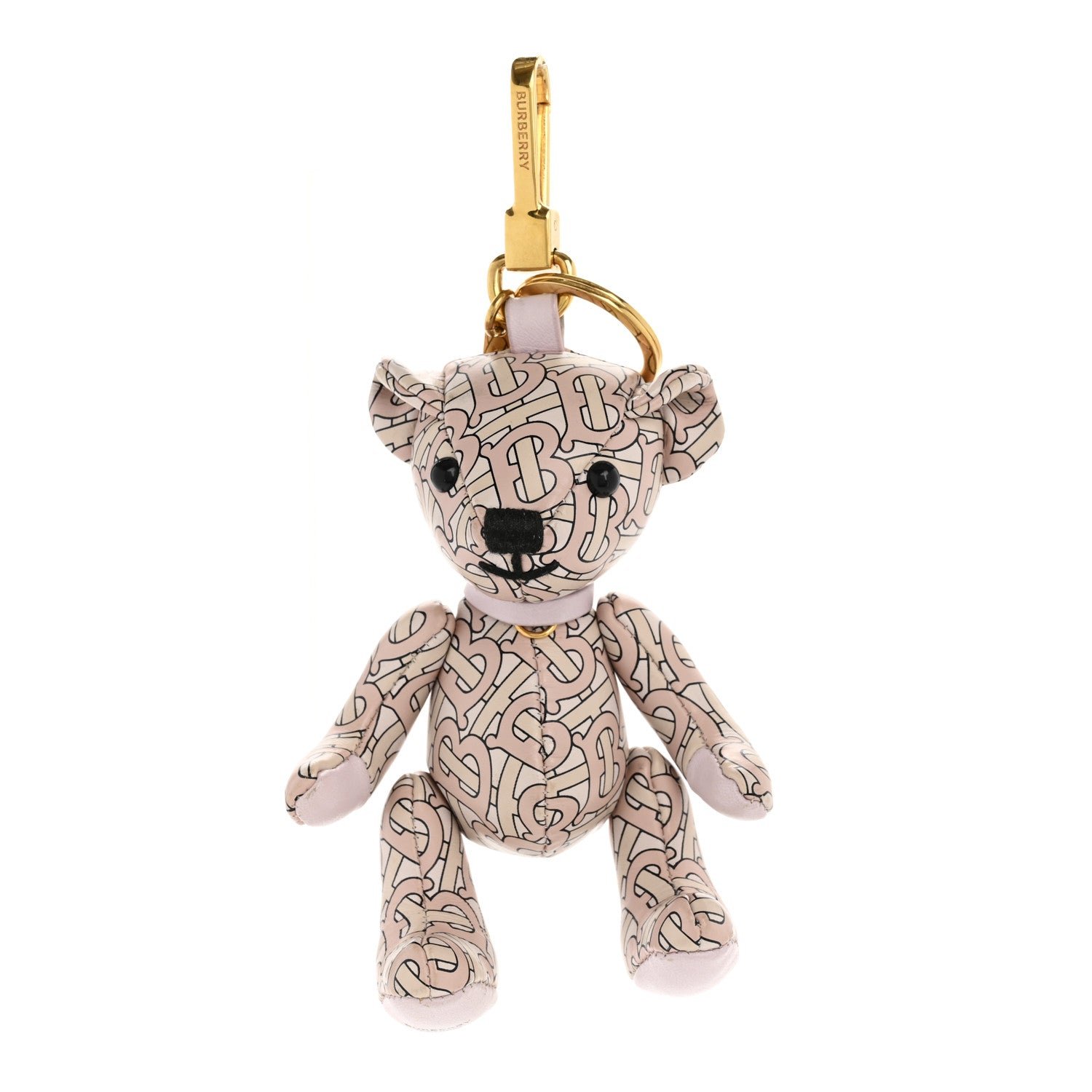 Burberry Calfskin Print Monogram Thomas Bear Bag Charm Pink