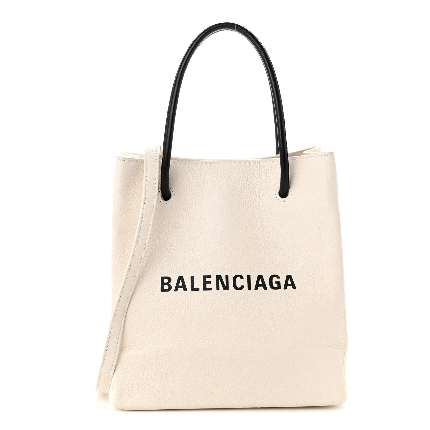 Balenciaga Calfskin Logo XXS Shopping Tote White