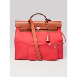Hermes Hermes Bougainvillea Canvas and Leather Herbag Zip 39 Bag