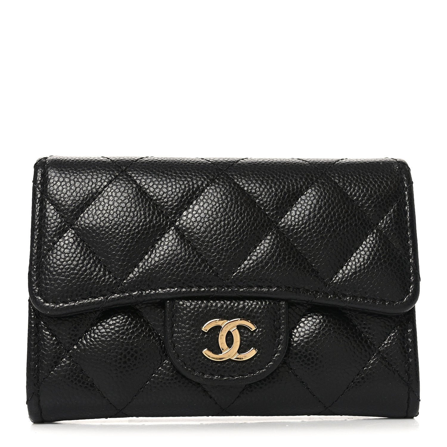 Chanel Caviar Quilted Flap Card Holder Wallet Black