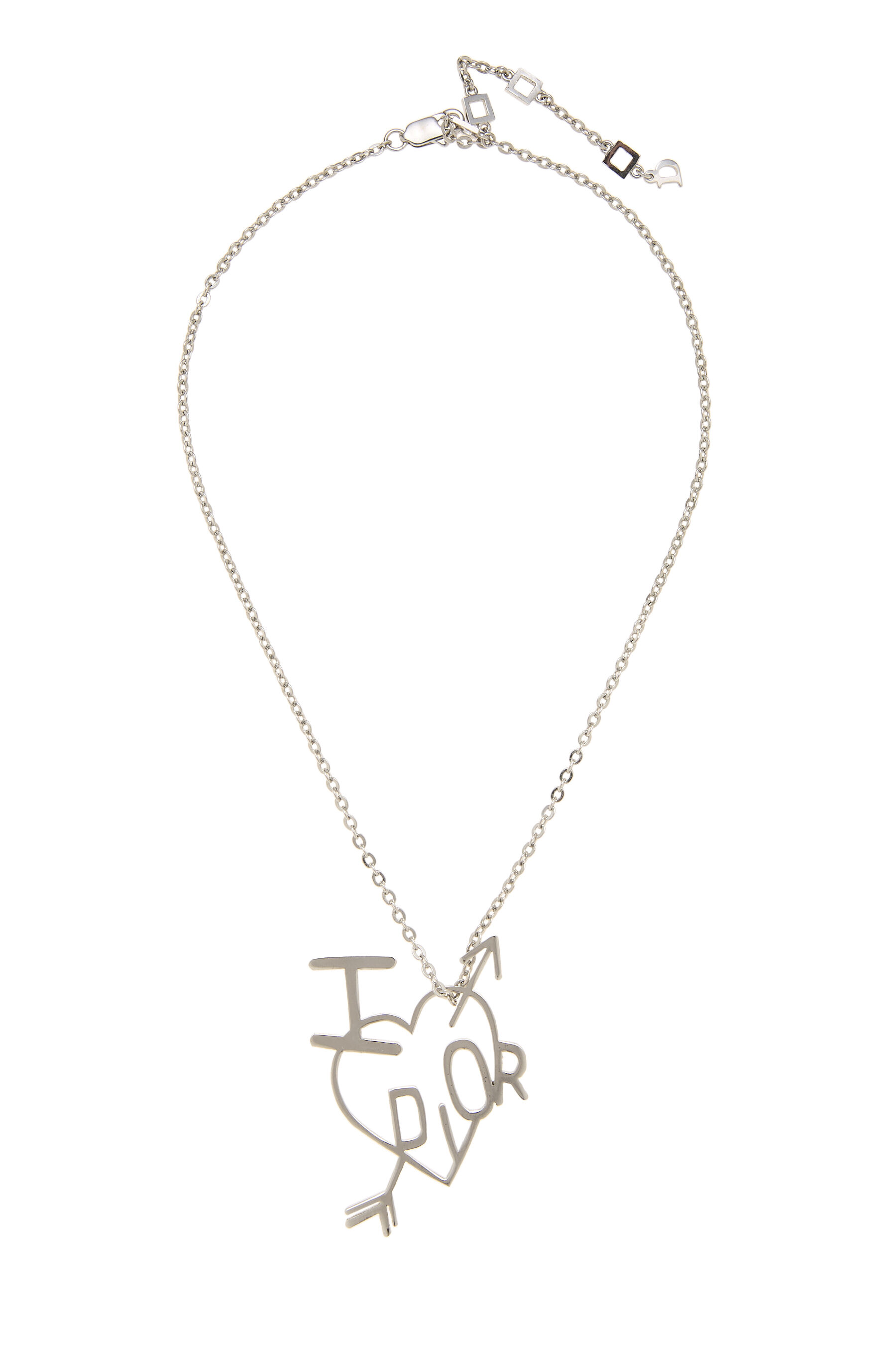 Dior Silver 'I Heart Dior' Necklace Large