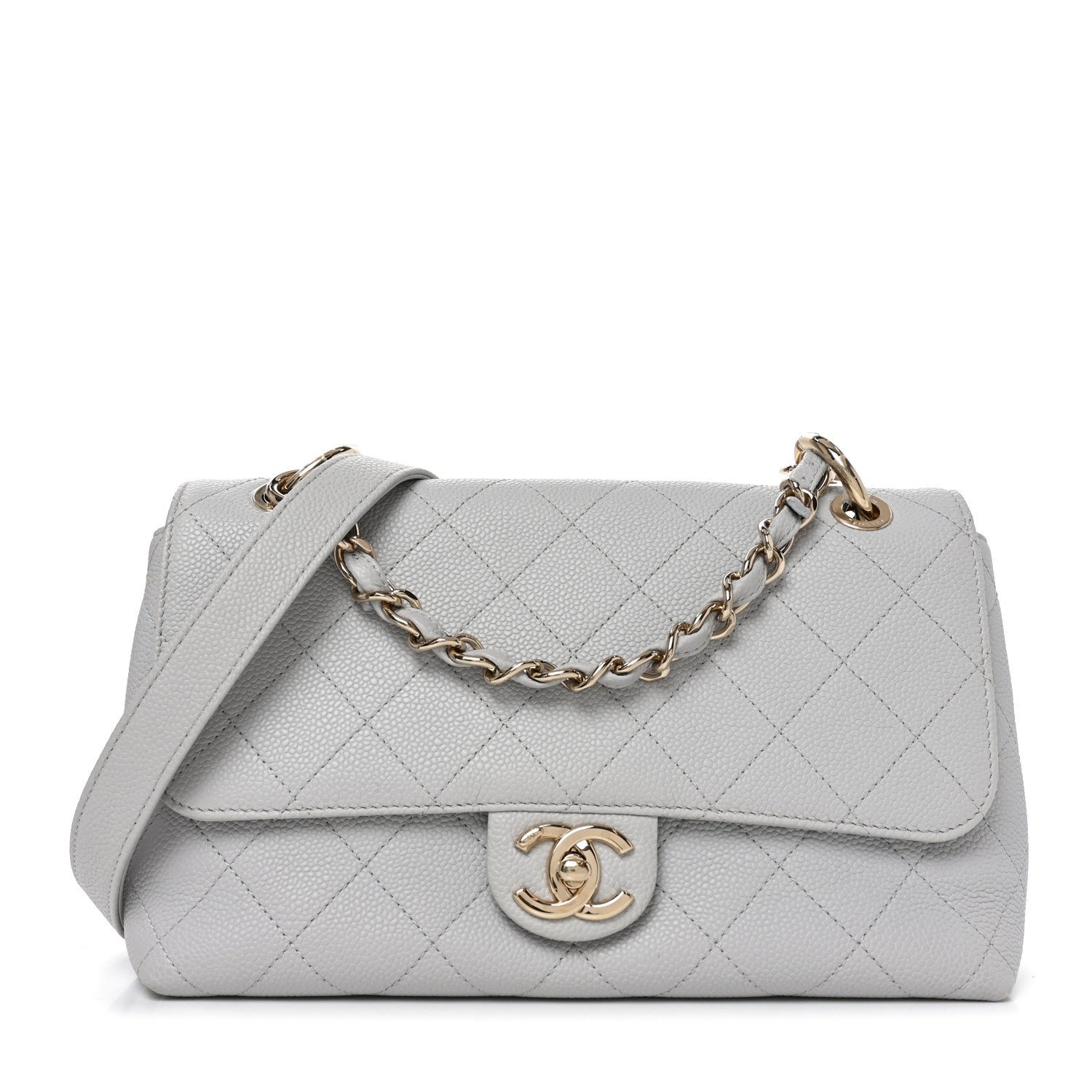 Chanel Caviar Quilted City Walk Flap Light Grey