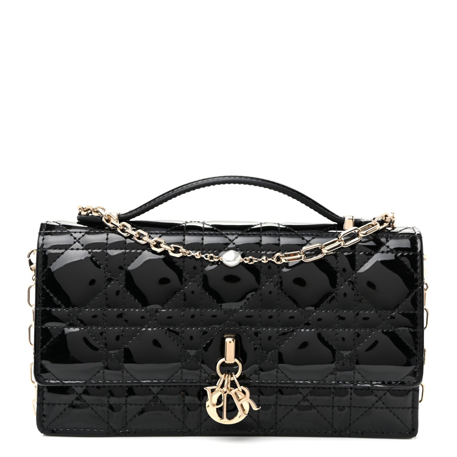 Christian Dior Patent Cannage Mini My Dior Bag Black