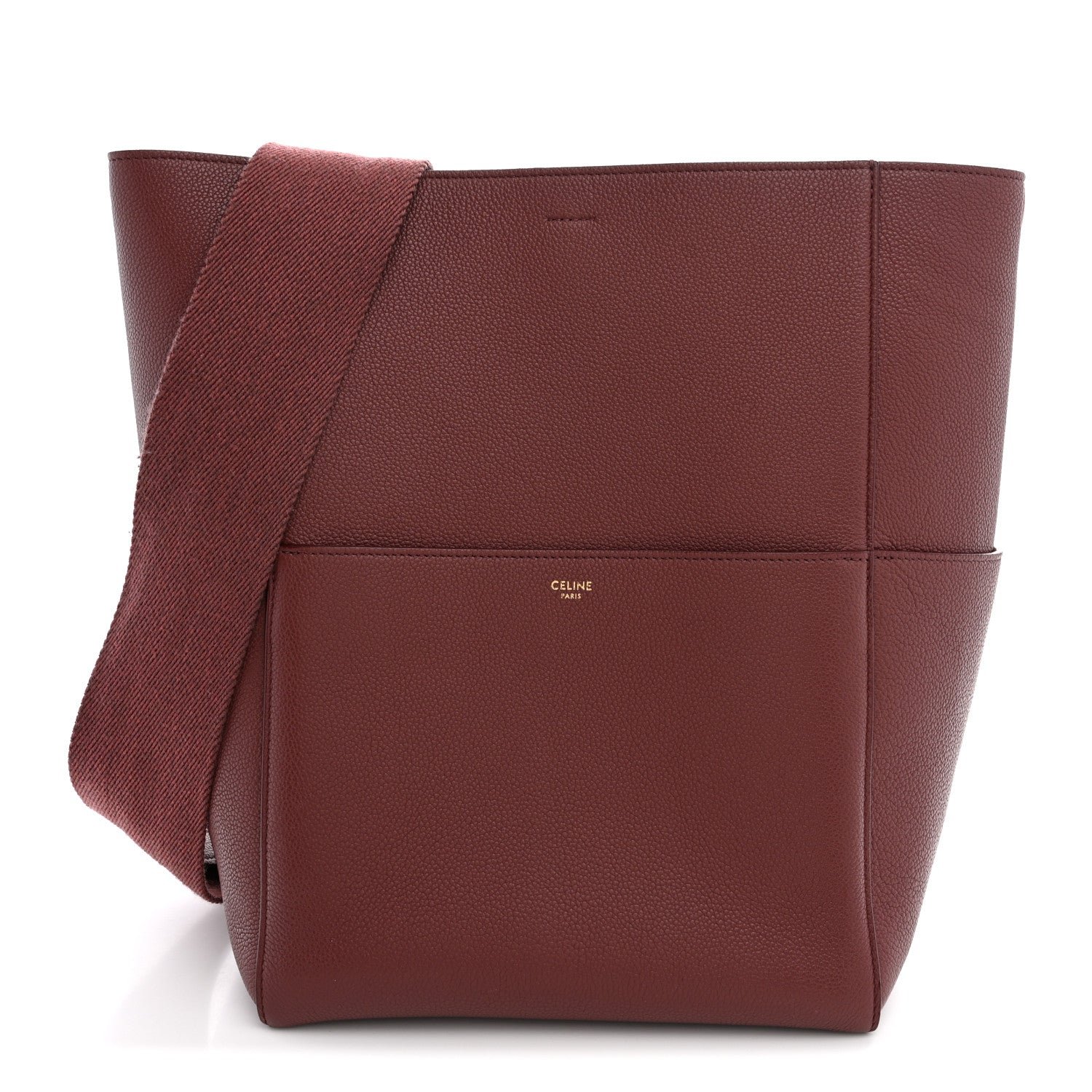Celine Soft Grained Calfskin Sangle Bucket Bag Light Burgundy