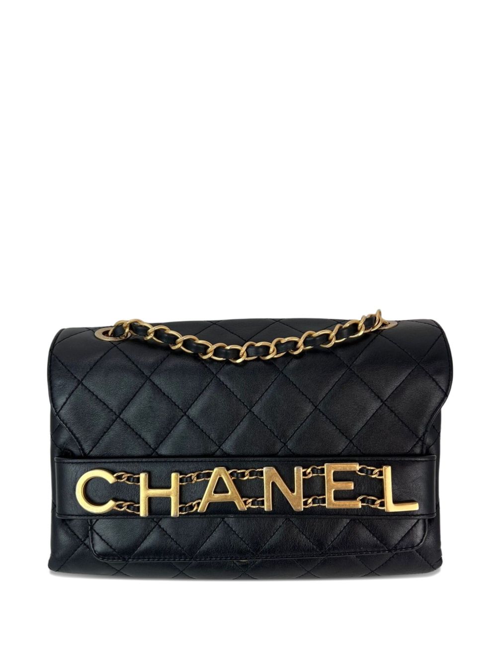 quilted chain flap shoulder bag