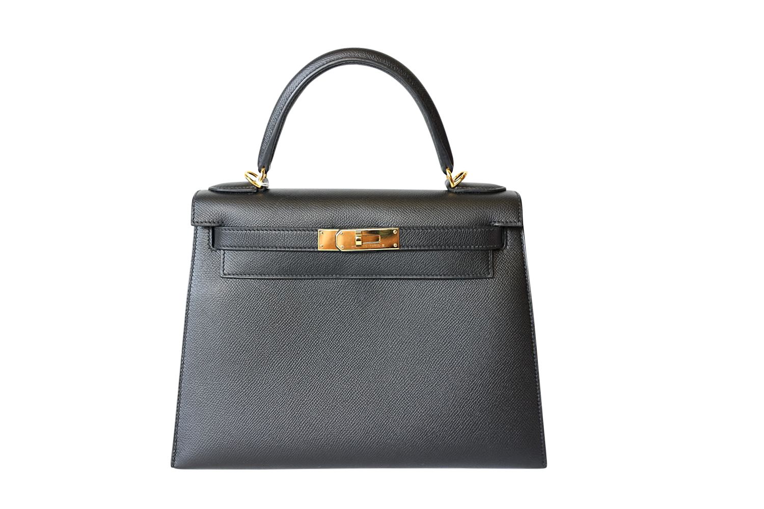 Hermes Hermes Kelly 28, Black Epsom Leather with Gold Hardware, Z Stamp 2021, Preowned in Box WA001