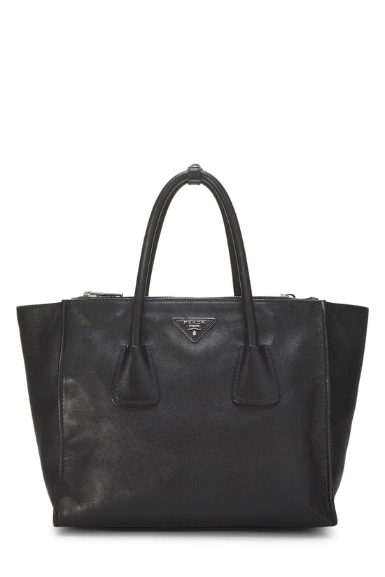 Black Vitello Daino Trapeze Tote