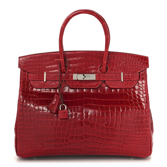Hermes Shiny Porosus Crocodile Birkin 35 Braise