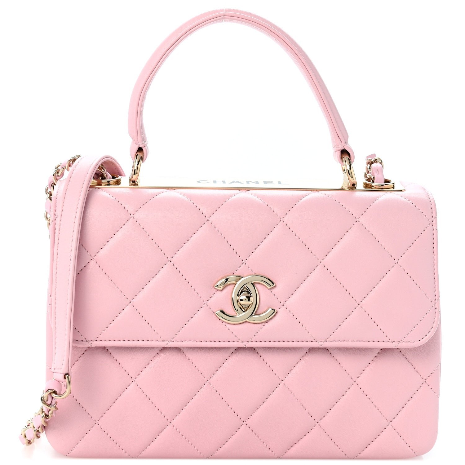 Chanel Lambskin Quilted Small Trendy CC Flap Dual Handle Bag Light Pink