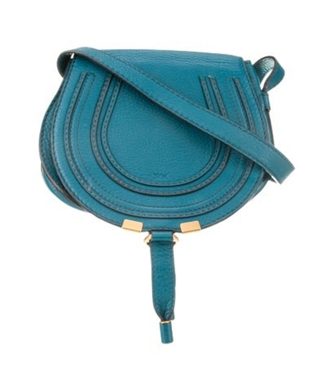 Chloe Leather Chloe Blue Leather Marcie Crossbody Bag Mini