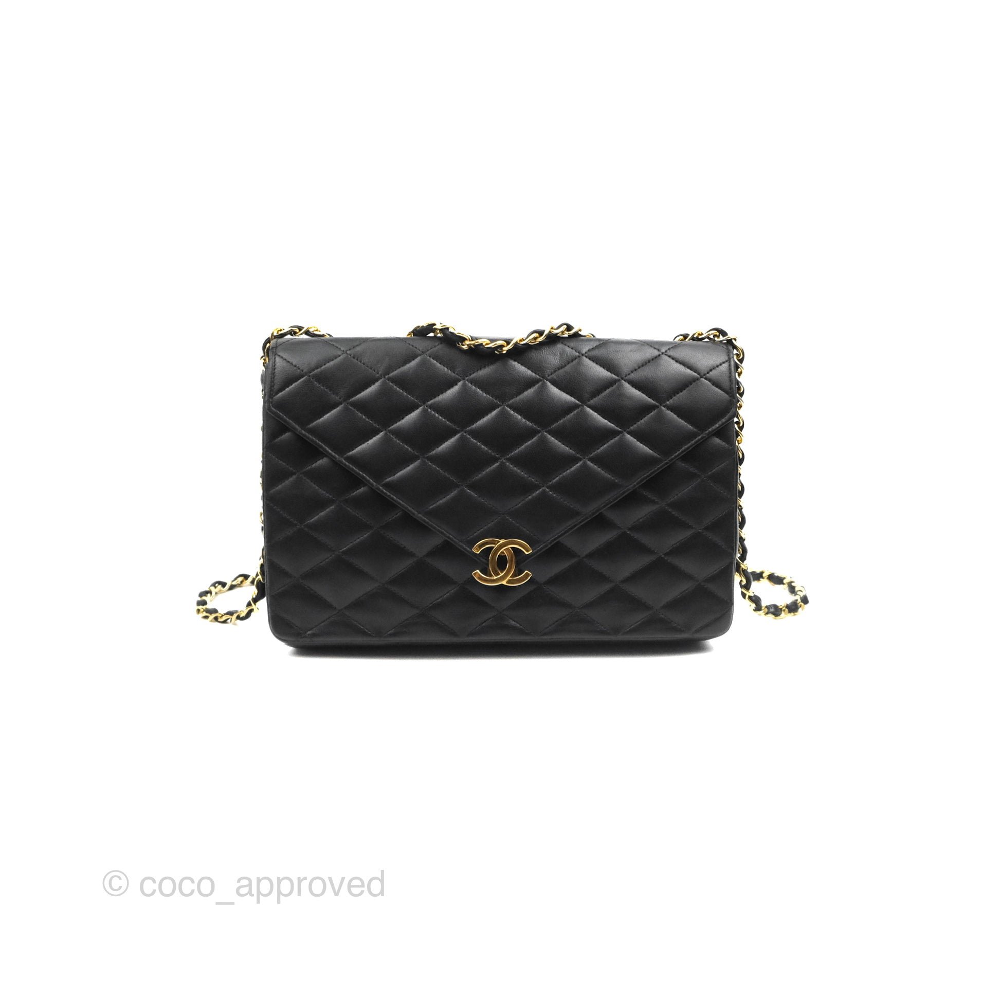Chanel Vintage CC Clip-lock Flap Bag Black Lambskin 24K Gold Hardware