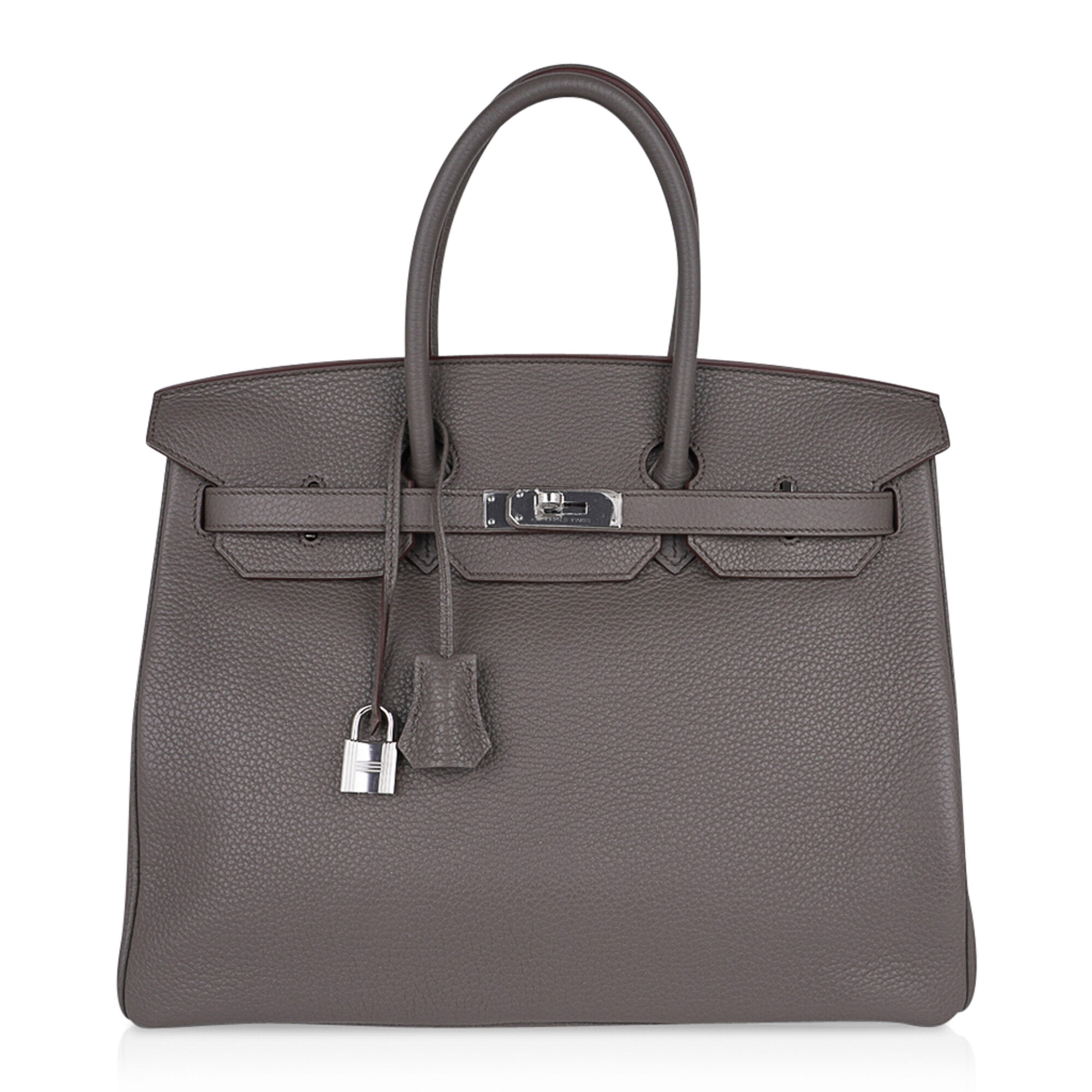 Hermes Hermes Birkin 35 Bag Etain Clemence Leather with Palladium Hardware