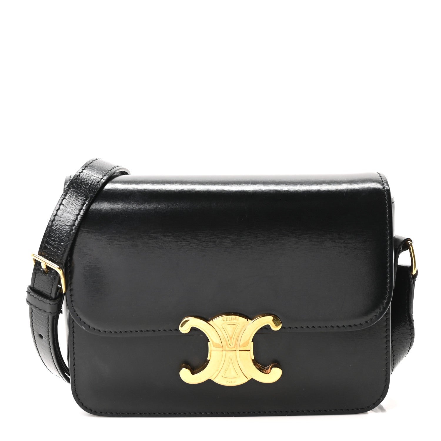 Celine Shiny Calfskin Teen Triomphe Black