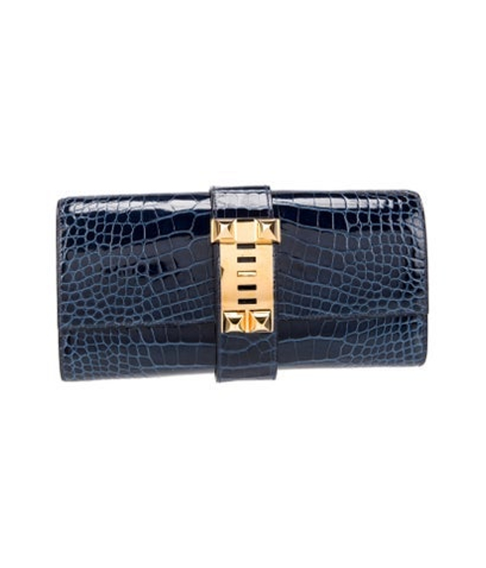 Hermes Shiny Alligator Medor Clutch 23