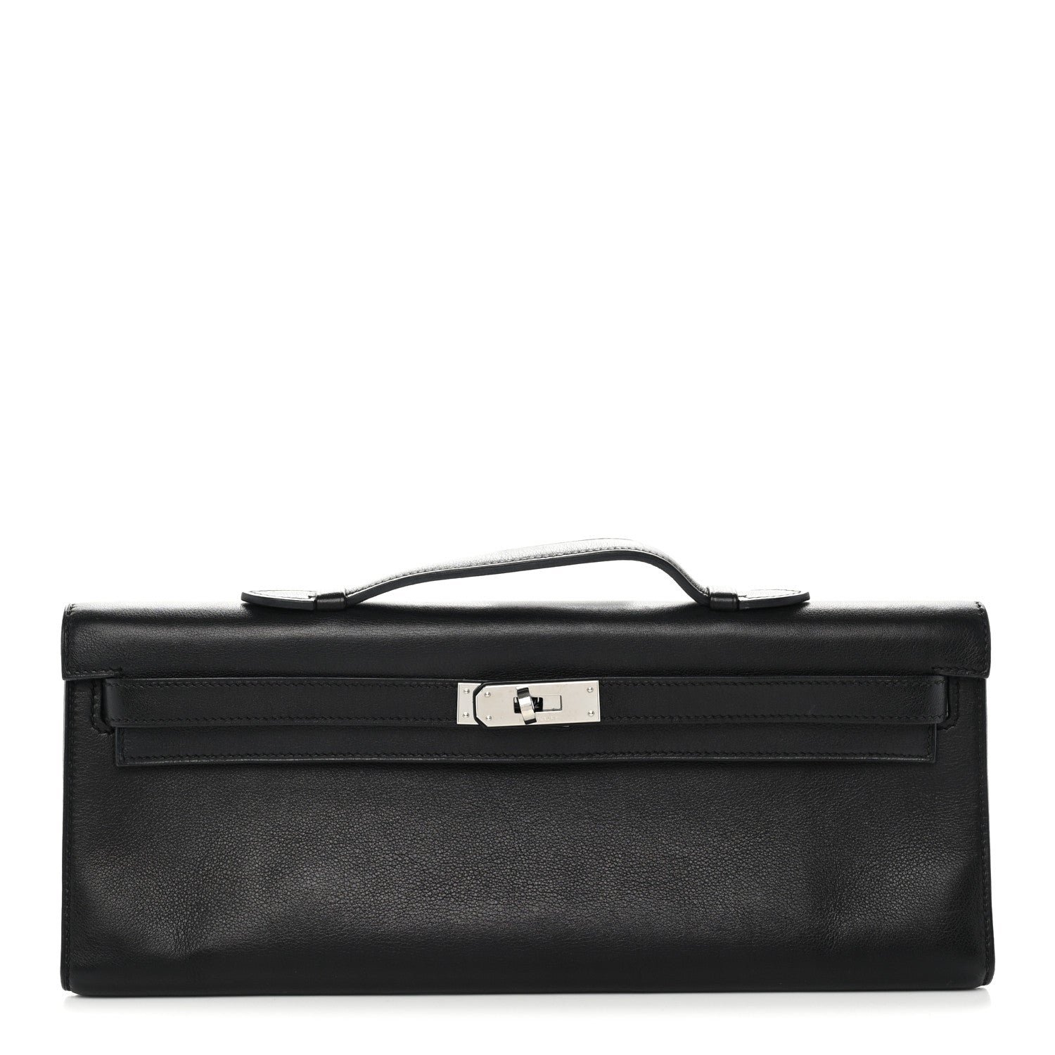 Hermes Evergrain Kelly Cut Clutch Pochette Black