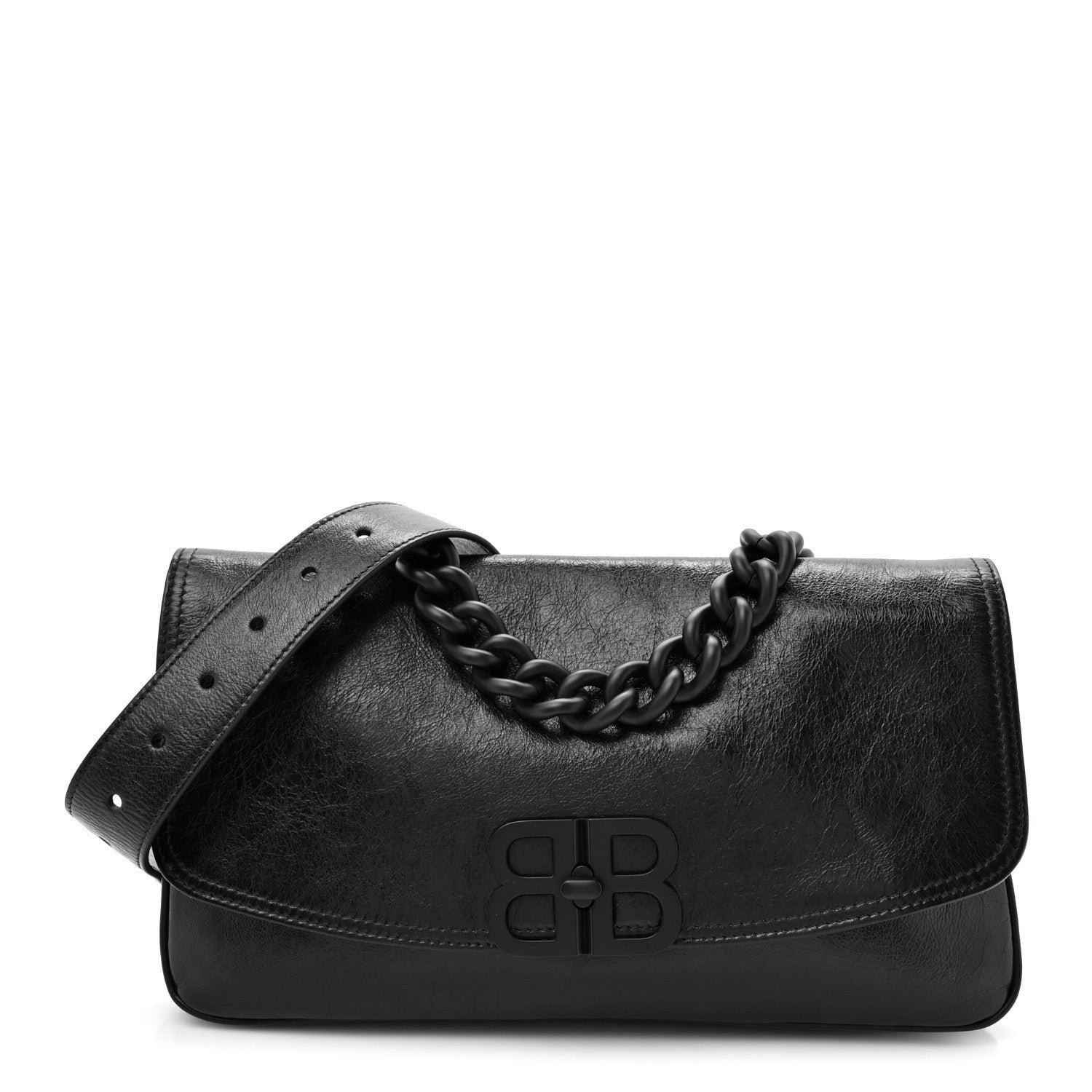 Balenciaga Calfskin Medium BB Soft Flap Bag Black