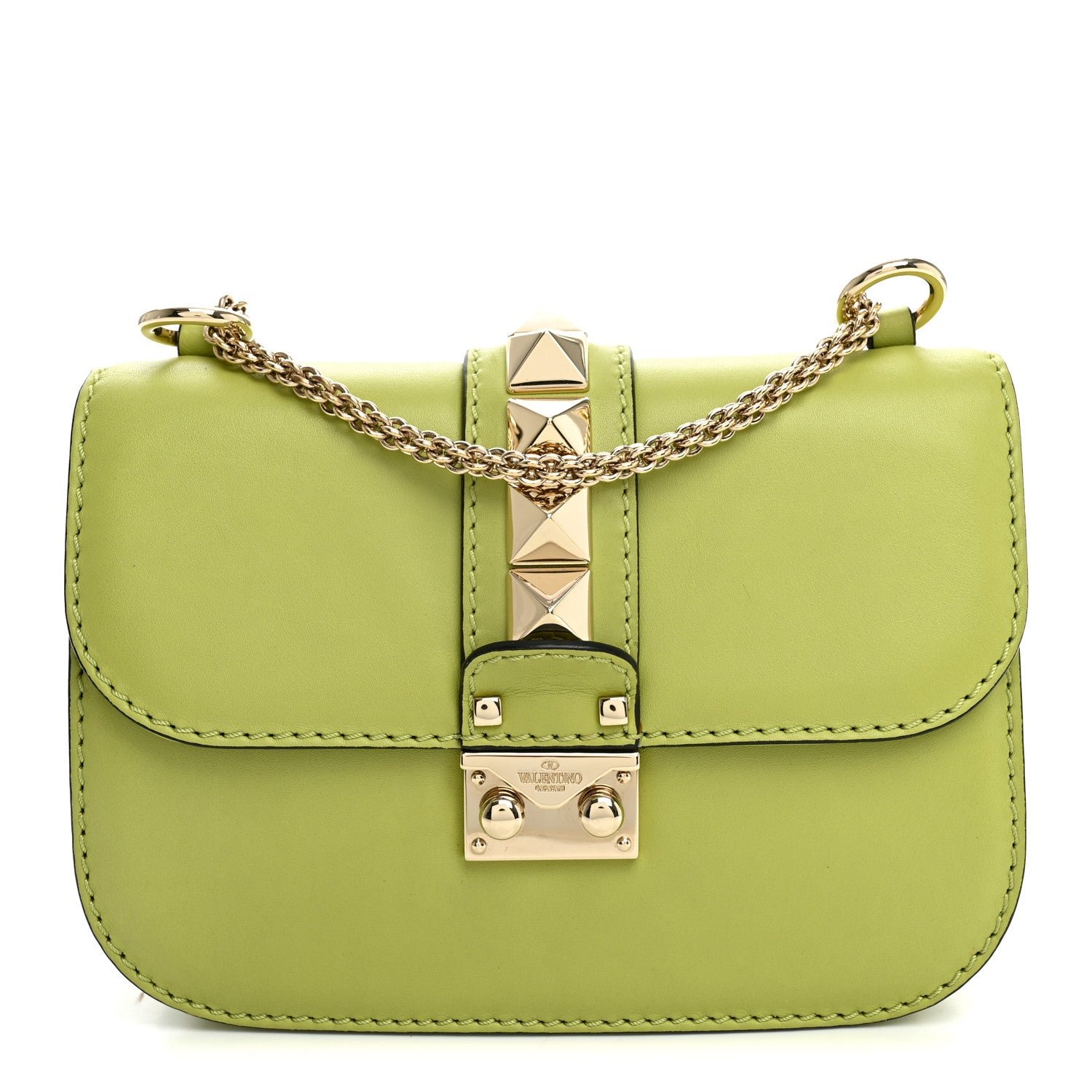 Valentino Garavani Vitello Small Glam Lock Rockstud Flap Apple