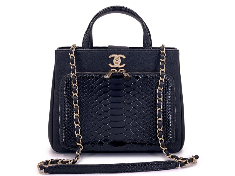 Black Caviar and Python Business Affinity Two Way Tote Bag Gold Hardware, 2018