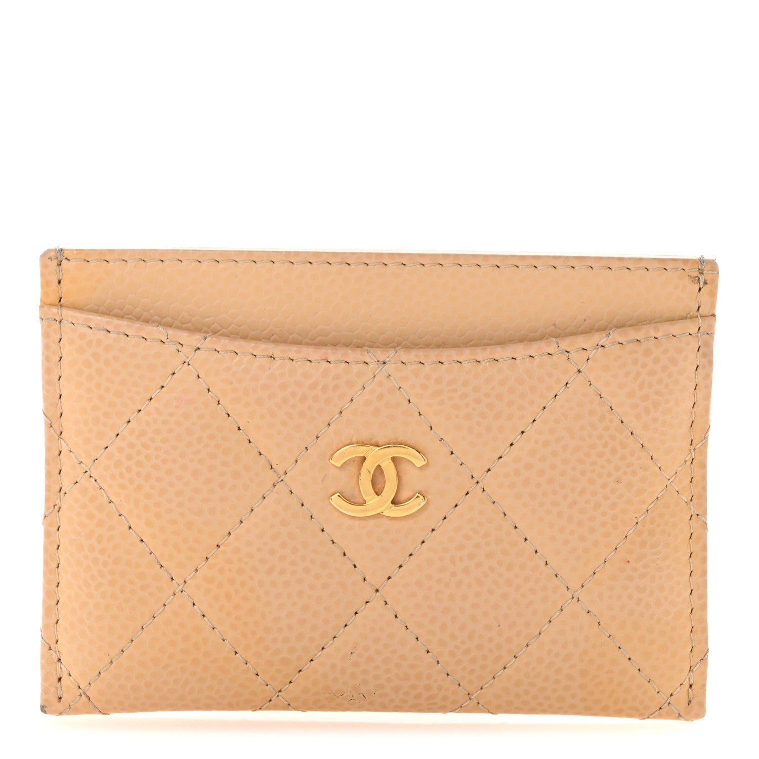 Chanel Caviar Quilted Card Holder Beige