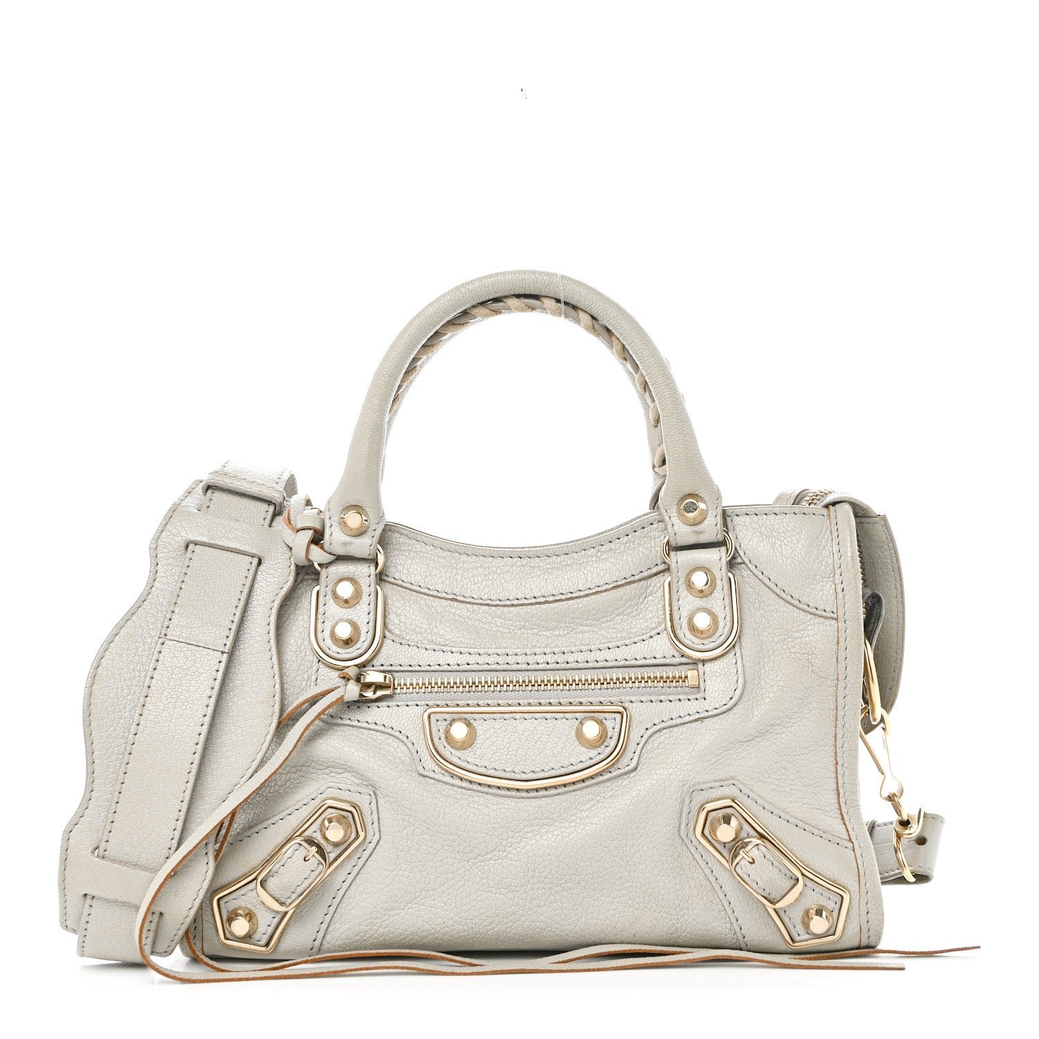 Balenciaga Chevre Gold Metallic Edge Hardware Mini City Gris Clair Gris Perle