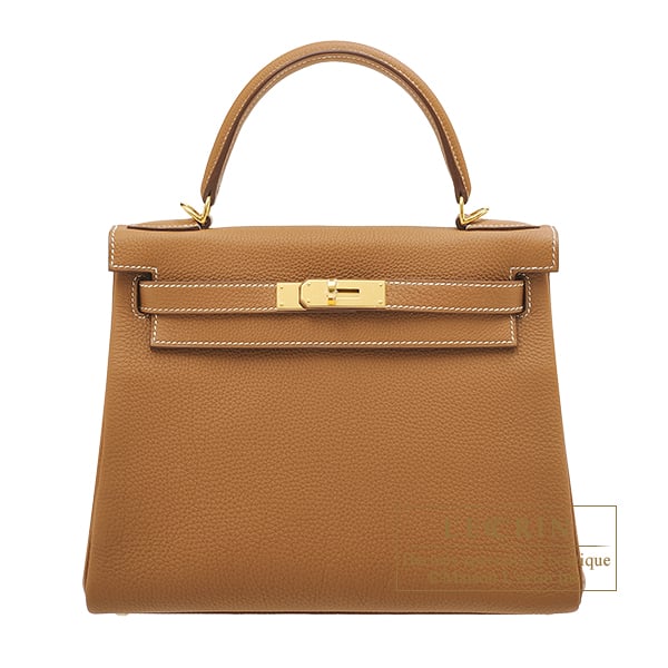 Hermes Kelly bag 28 Retourne Gold Togo leather Gold hardware