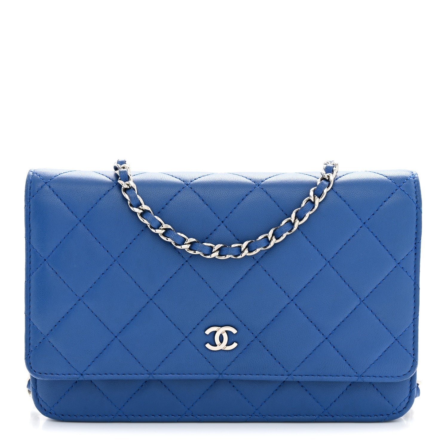 Chanel Lambskin Quilted Wallet On Chain WOC Blue