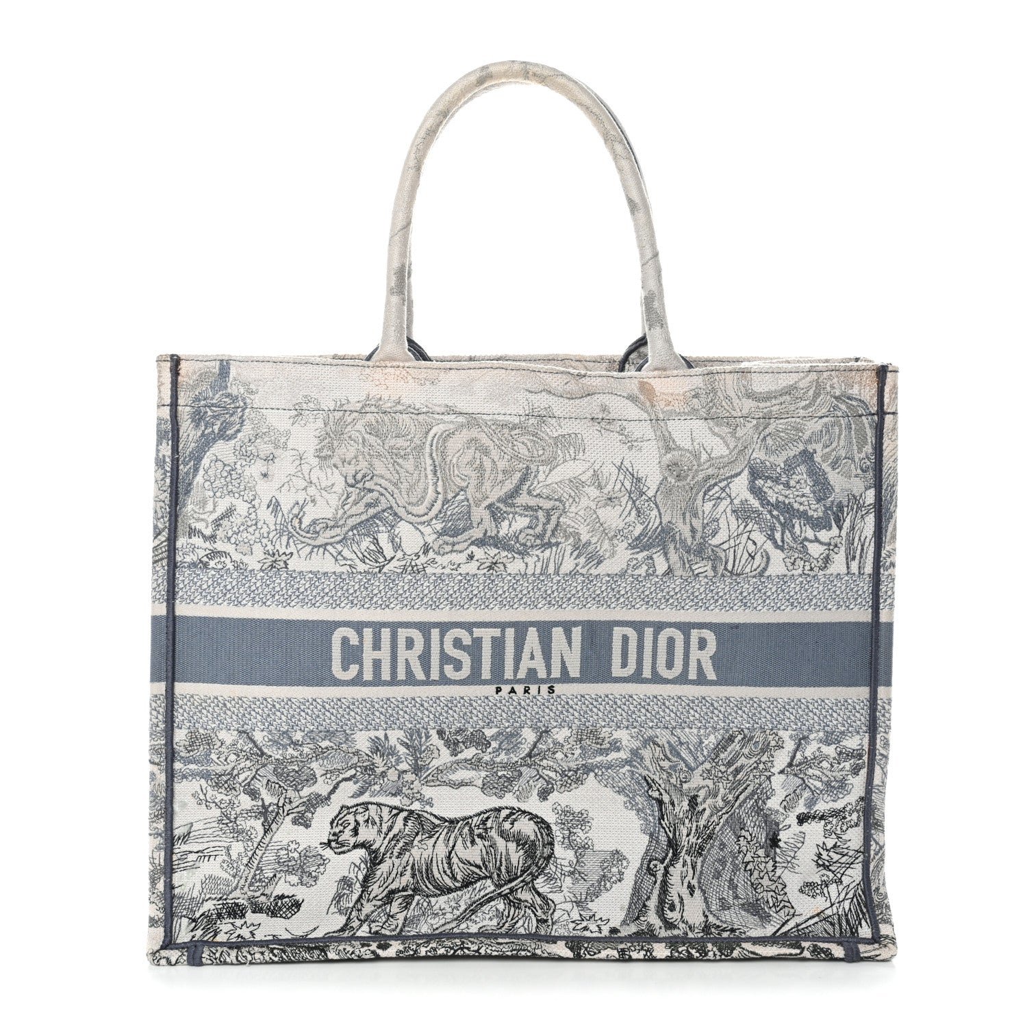 Christian Dior Gradient Canvas Embroidered Large Dioriviera Toile De Jouy Book Tote Blue
