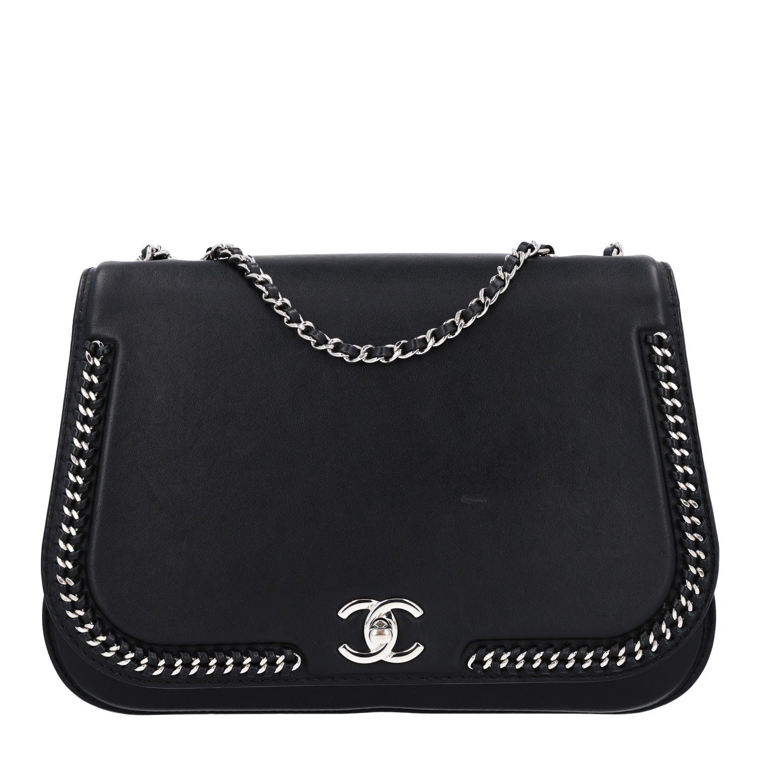 Chanel Calfskin Medium Braided Chic Flap Black