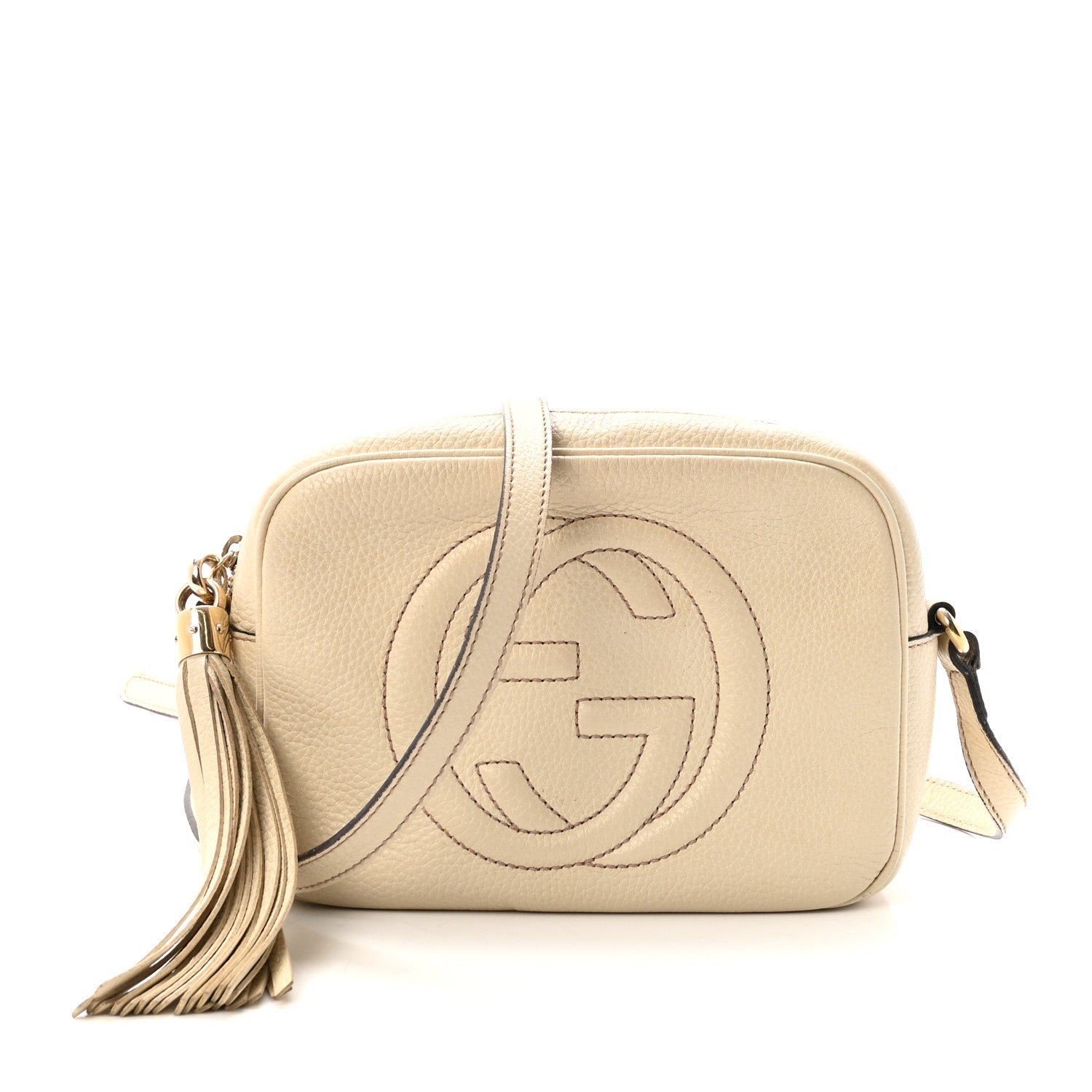 Gucci Pebbled Calfskin Small Soho Disco Bag Off White