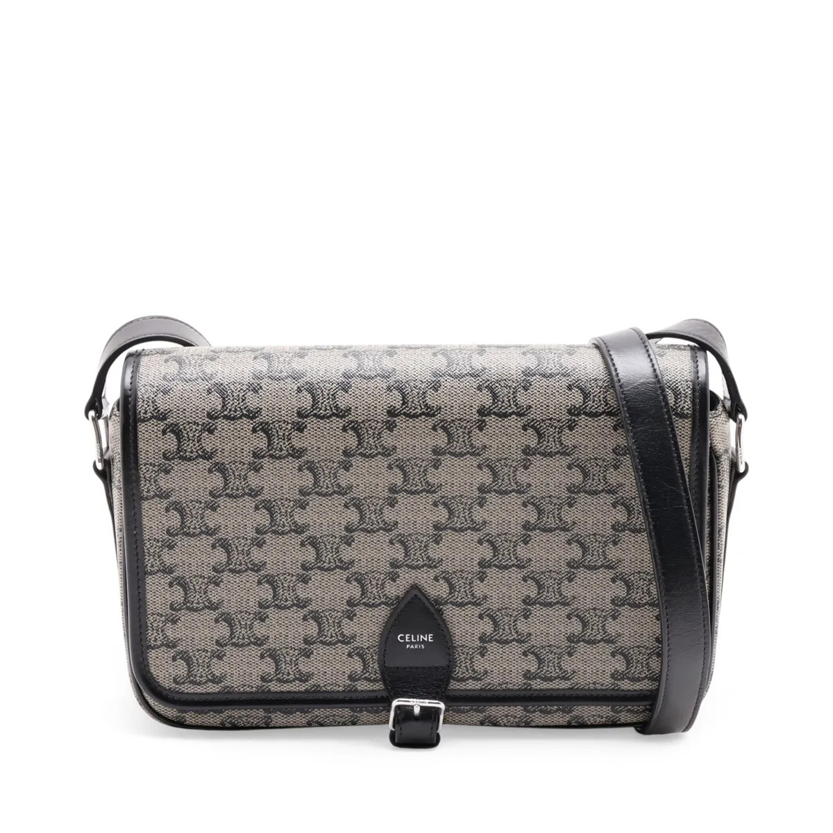 Celine Triomphe Small Folco Messenger PVC & leather Shoulder bag Beige x black