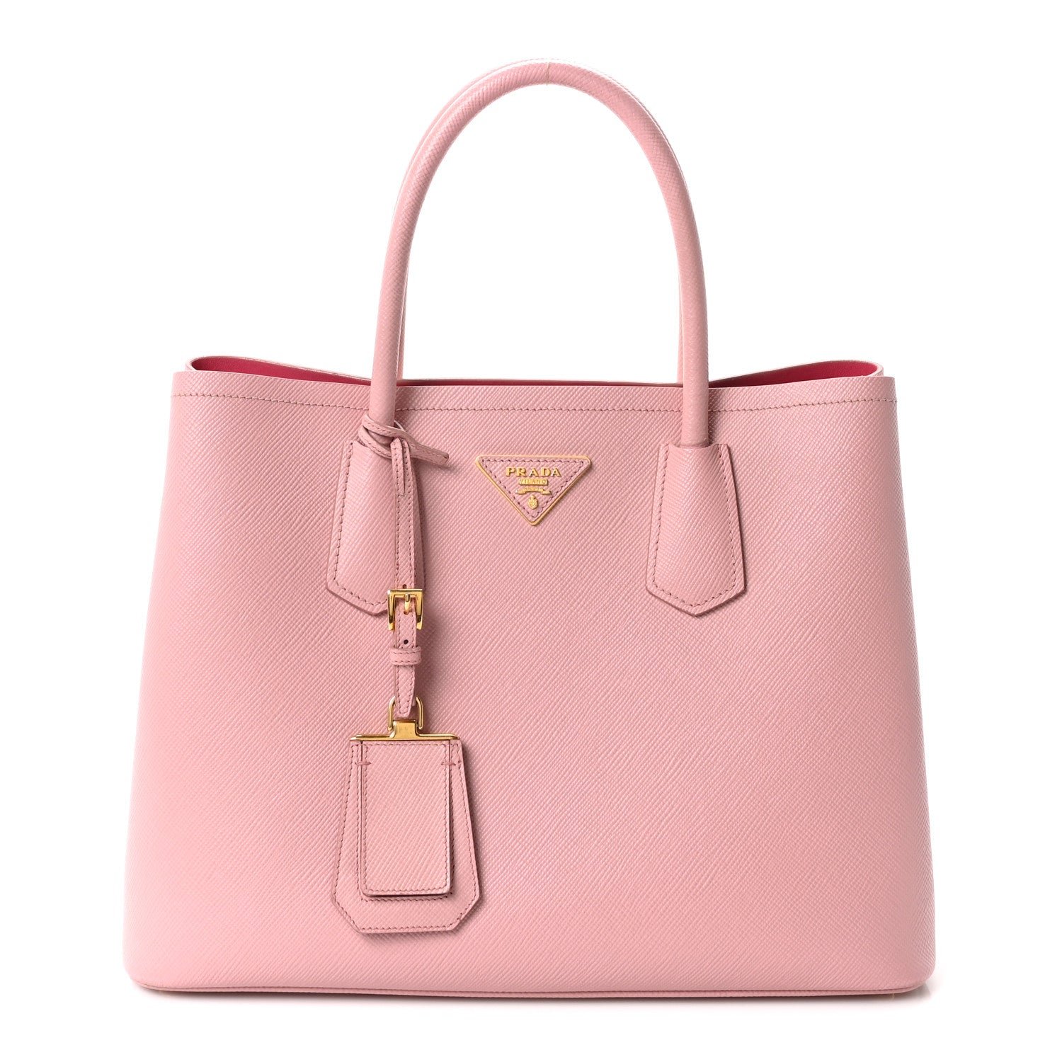 Prada Saffiano Cuir Medium Double Bag Cammeo Rosa