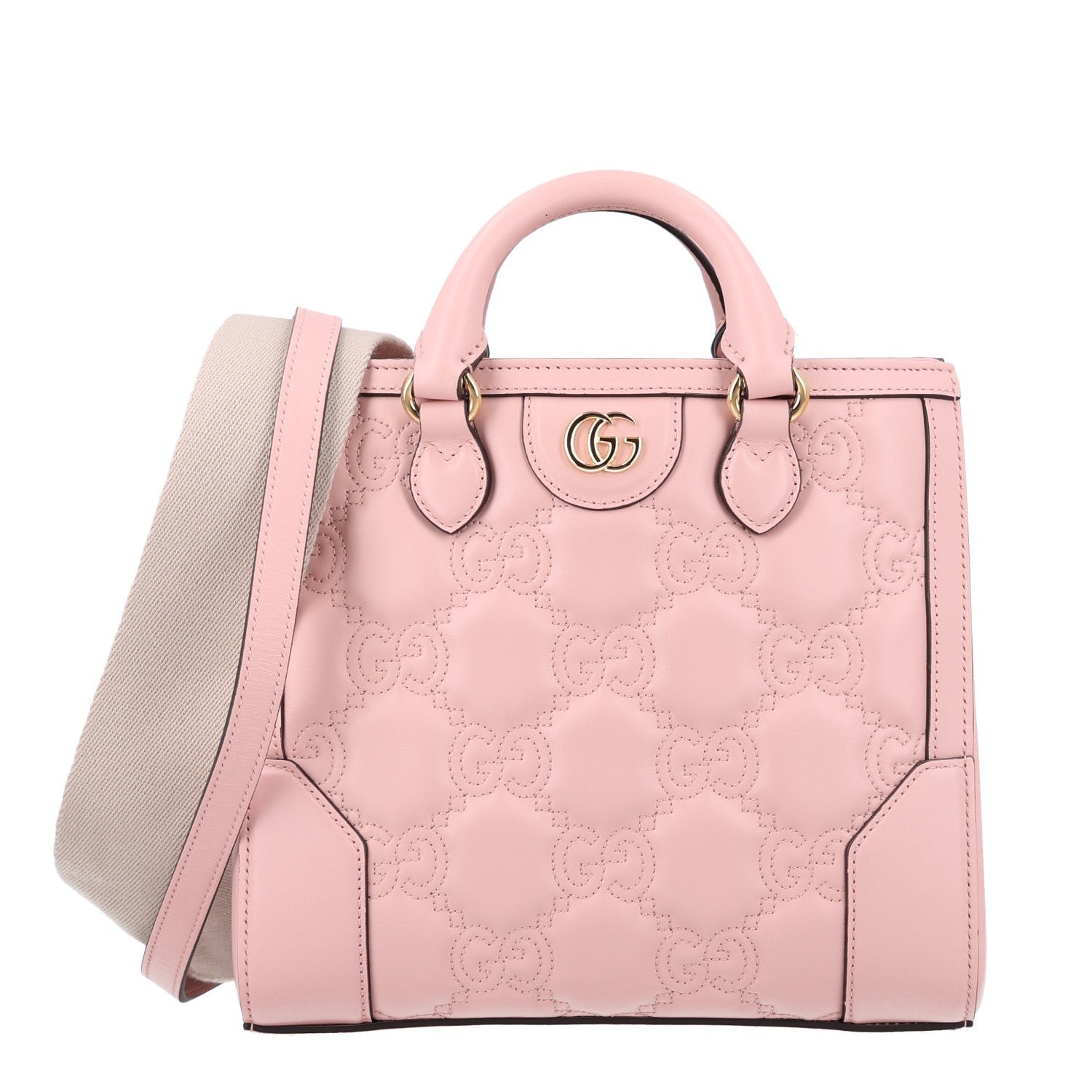 Gucci Calfskin GG Matelasse Mini Top Handle Bag Perfect Pink