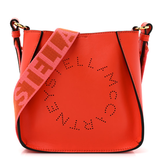 Stella McCartney STELLA MCCARTNEY Eco Alter Nappa Perforated Logo Mini Crossbody Orange