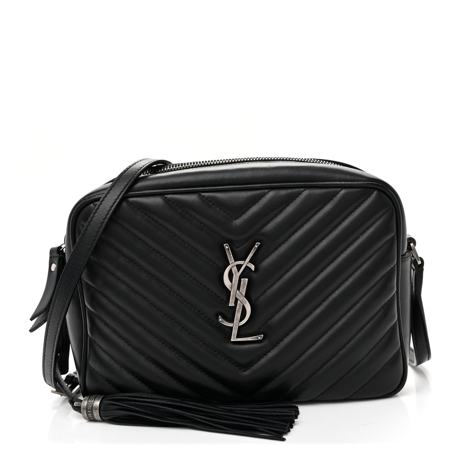 Saint Laurent Calfskin Matelasse Monogram Lou Camera Bag Black