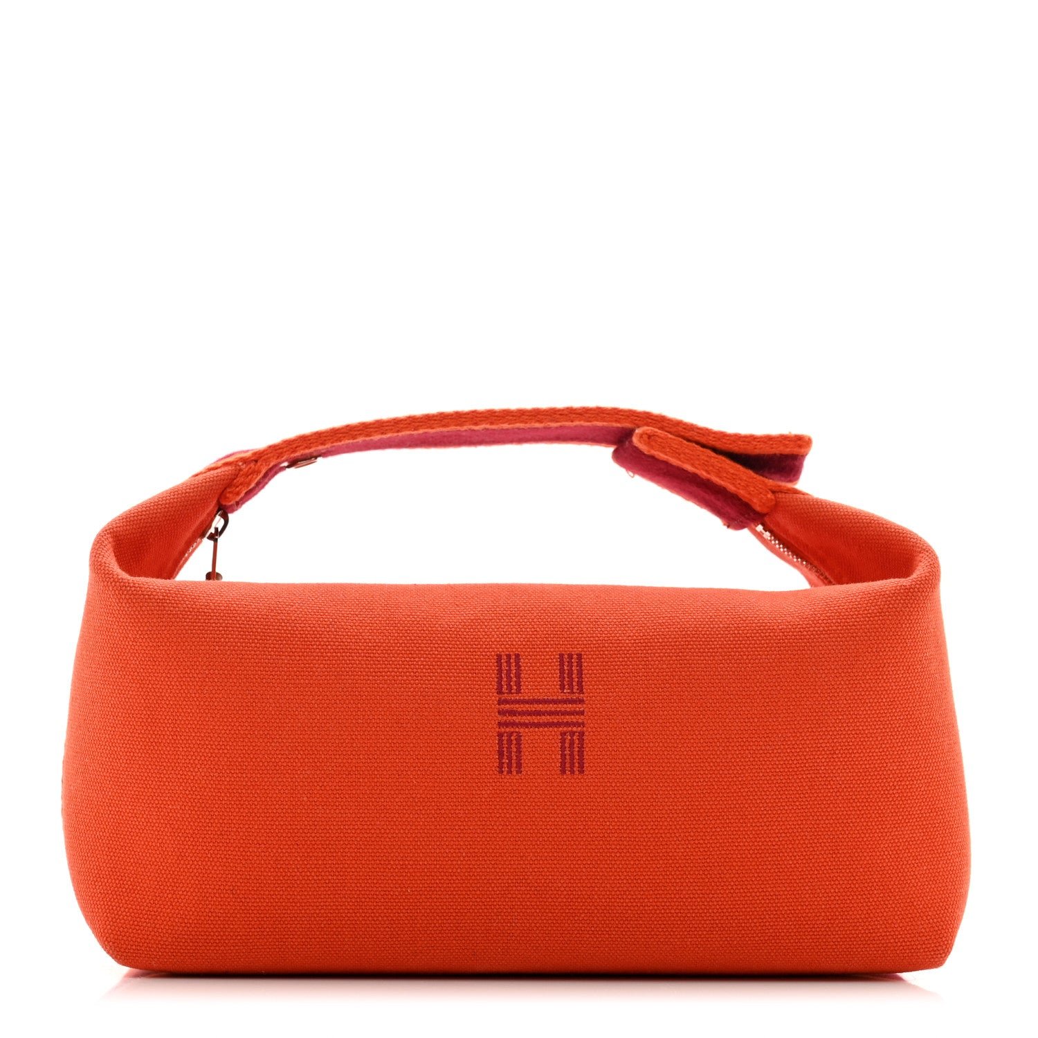 Hermes Canvas Small Bride-A-Brac Pouch Orange Burgundy