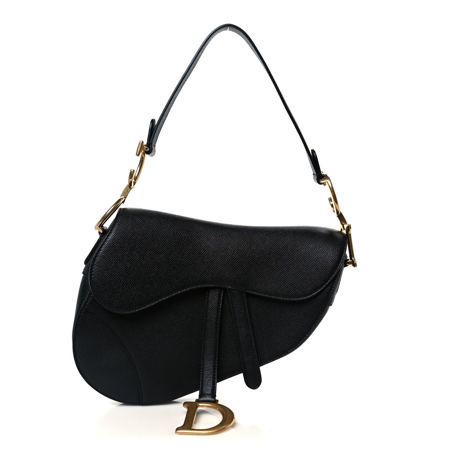 Dior Christian Dior Grained Calfskin Saddle Bag Black