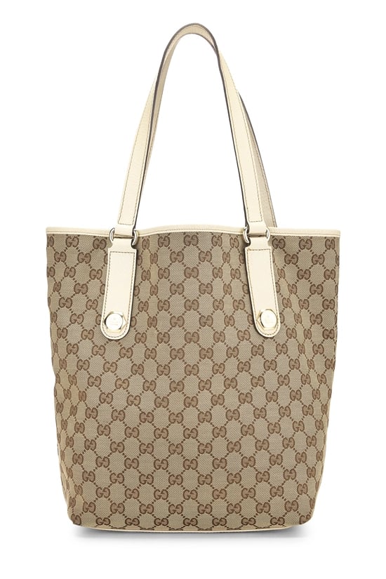 White Original GG Canvas Charmy Vertical Tote Large