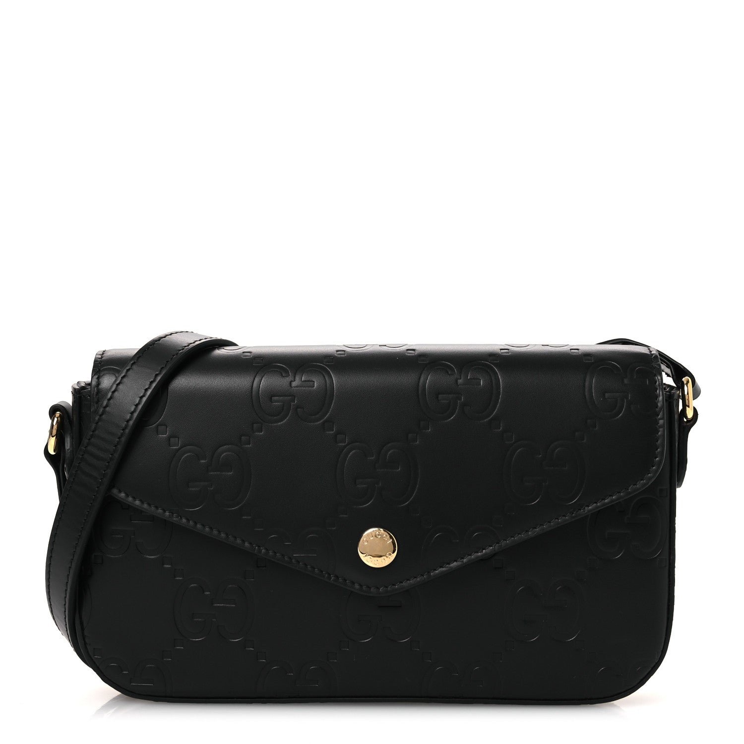 Gucci Gilbert Calfskin GG Super Mini Shoulder Bag Black