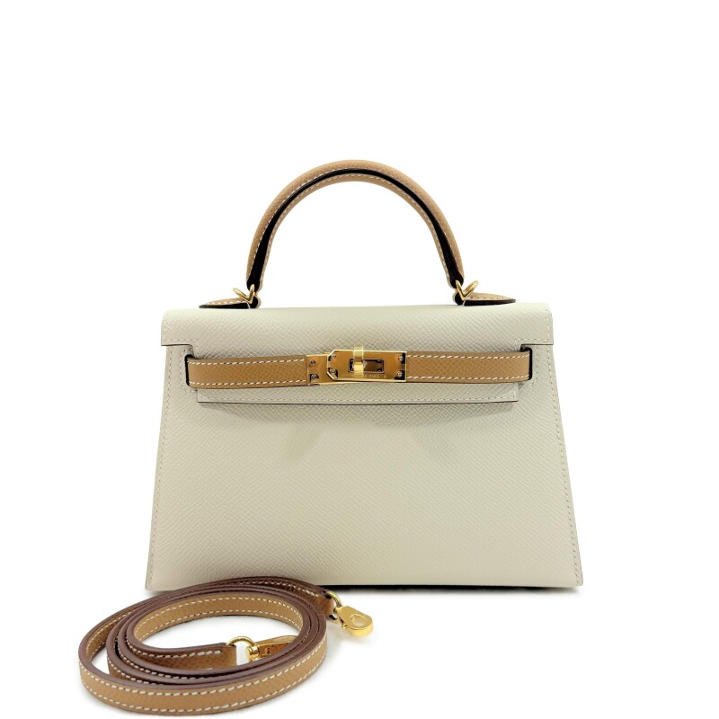 Hermes Craie and Biscuit Epsom Mini Kelly II Gold Hardware, 2025